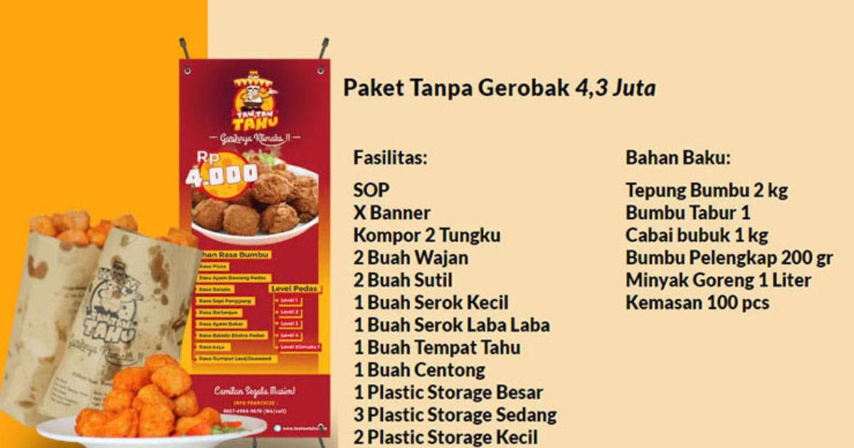 10 Rekomendasi Franchise Makanan untuk Pemula 13 Taw taw Tahu