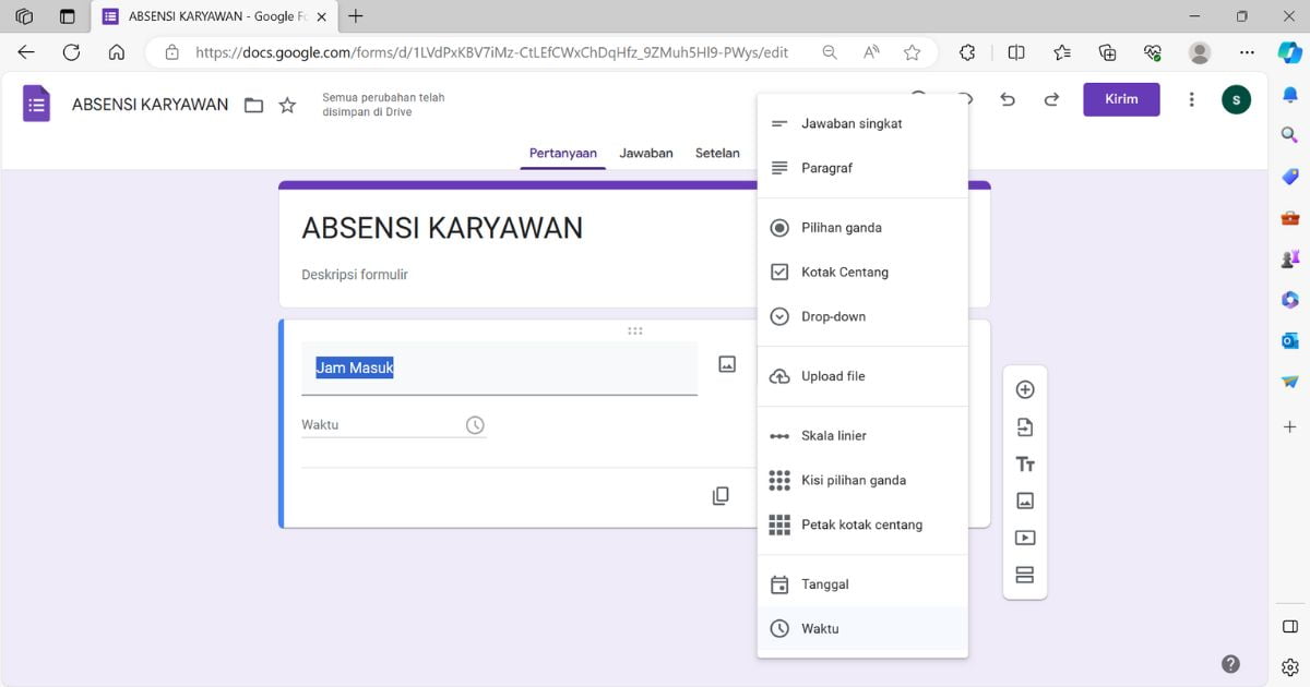 4 google form absensi