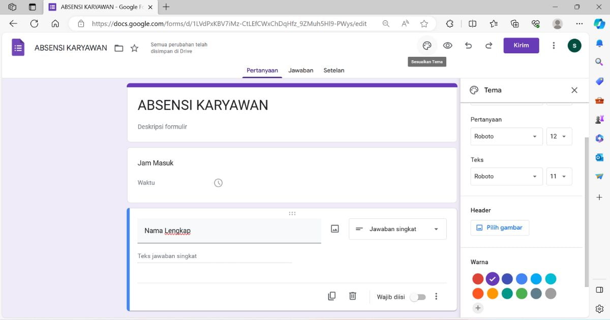 6 google form absensi