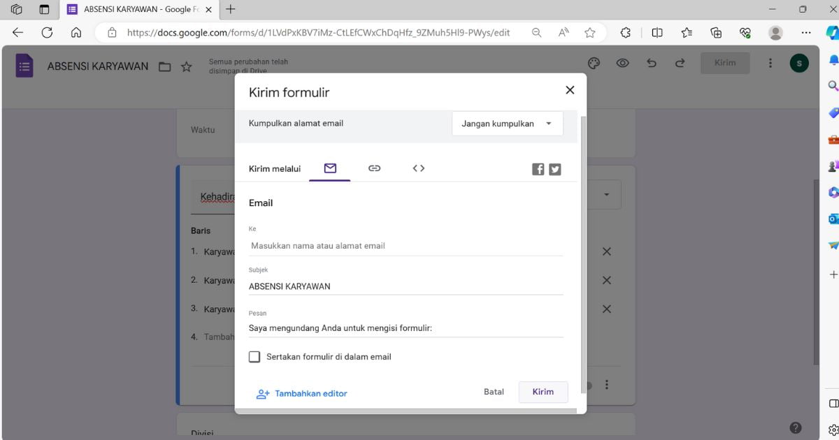 7 google form absensi