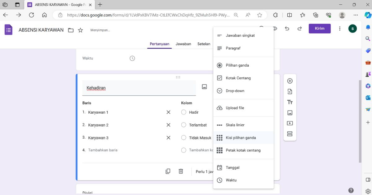 8 google form absensi