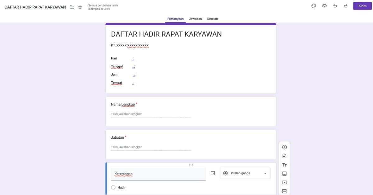 contoh absensi rapat