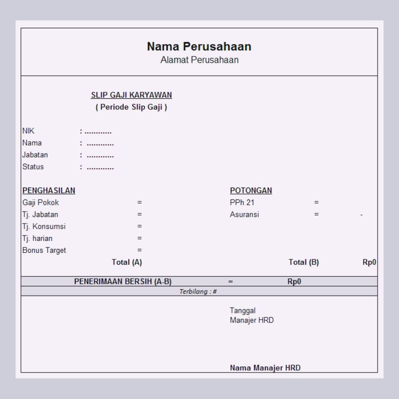 format slip gaji karyawan 