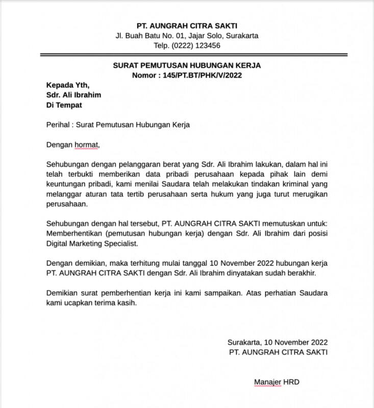 PHK Pelanggaran